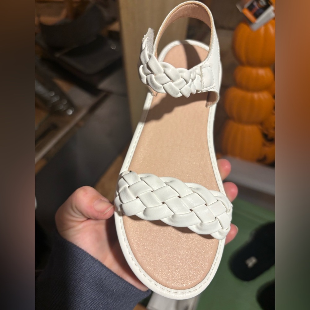 Source Unknown White Braided Kids Sandals